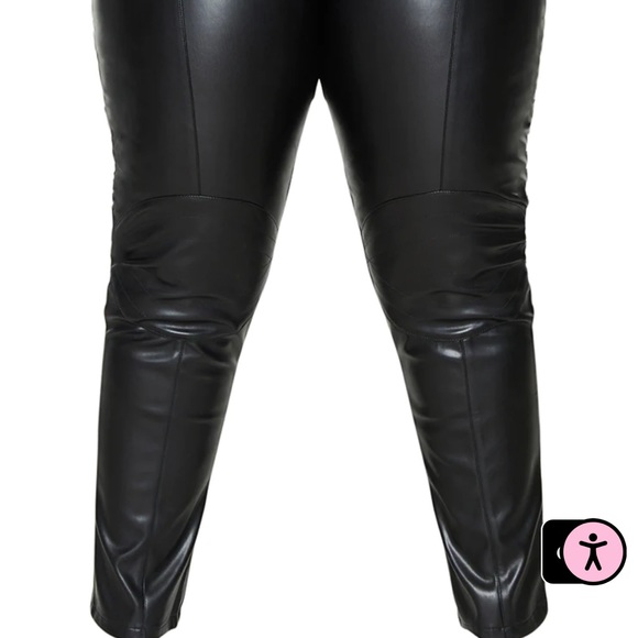 Plus leather Black PU Stitch Detail Straight Leg Pants never worn - Picture 3 of 5